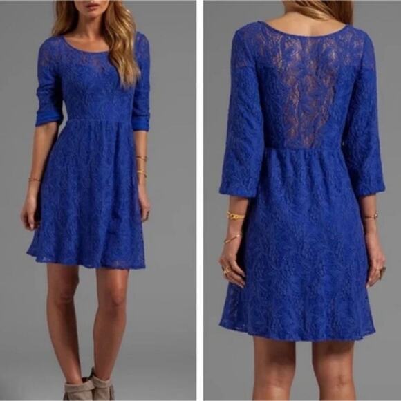 Free People Shake It Up Small Blue Lace Dress - Picture 9 of 11